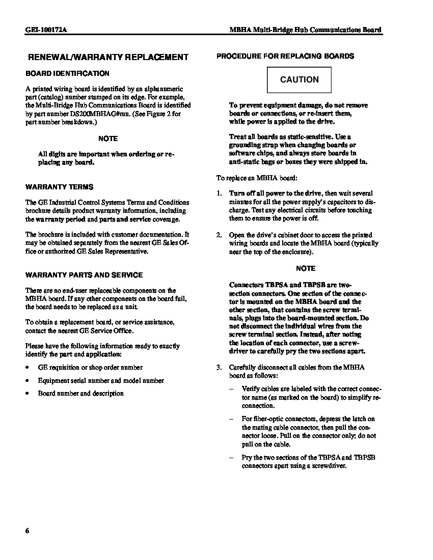 First Page Image of GEI-100172A DS200MBHAG1A Multi-Bridge Hub Communications Board Warranty Info.pdf